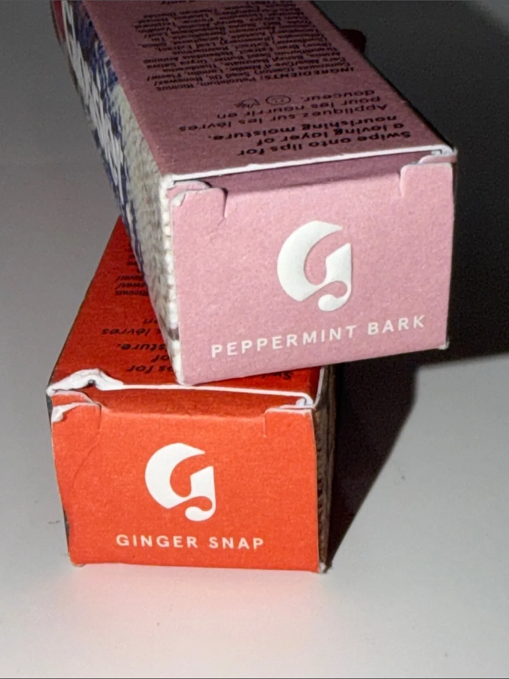 GLOSSIER BUNDLE DUO of BALM DOTCOM in GINGERSNAP+PEPPERMINT BARK F/S 0.5 Oz NIB!